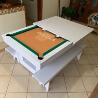 Mesa de bilhar e jantar New York – caçapa embutida - branco brilho