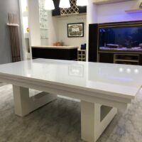 Mesa de bilhar e jantar New York – caçapa embutida - branco brilho