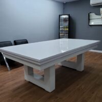 Mesa de bilhar e jantar New York – caçapa embutida - branco brilho