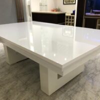 Mesa de bilhar e jantar New York – caçapa embutida - branco brilho