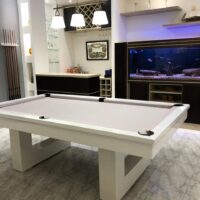 Mesa de bilhar e jantar New York – caçapa embutida - branco brilho