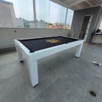 Mesa de bilhar e jantar – Modelo Premium – Cor branco brilho