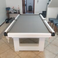 Mesa de bilhar e jantar New York – Caçapa de rede – Branco acetinado