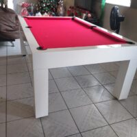 Mesa de bilhar e jantar – Modelo Premium – Cor branca acetinado