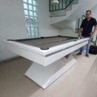 Mesa de Bilhar e Jantar - Modelo Diamante - Branco fosco