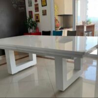 Mesa de bilhar e jantar New York – Caçapa de rede – Branco acetinado