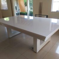 Mesa de bilhar e jantar New York – caçapa embutida – branco acetinado