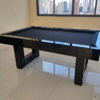 Mesa de bilhar e jantar New York – caçapa embutida – Preto brilho
