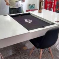 Mesa de bilhar e jantar – Modelo Premium – Cor branco fosco