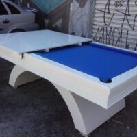 Mesa de bilhar e jantar - Modelo Aspen - Branco acetinado
