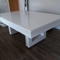 Mesa de bilhar e jantar New York – caçapa embutida – branco acetinado
