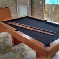 Mesa de bilhar e jantar New York – caçapa embutida – madeira natural