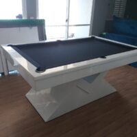 Mesa de bilhar e Jantar - Modelo Diamante - Branco brilhante