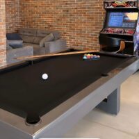 Mesa de bilhar e jantar New York – caçapa embutida – Laqueação personalizada