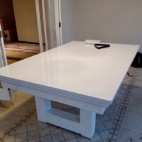 Mesa de bilhar e jantar New York – Caçapa de rede – Branco acetinado