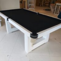 Mesa de bilhar e jantar New York – Caçapa de rede – Branco acetinado