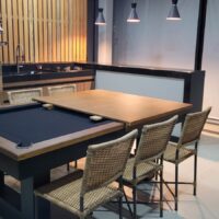 Mesa de bilhar e jantar New York – caçapa embutida – Laqueação personalizada