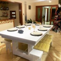 Mesa de bilhar e jantar New York – caçapa embutida – branco fosco