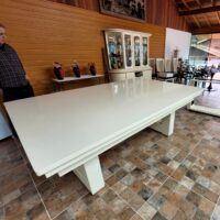 Mesa de bilhar e jantar New York – caçapa embutida – branco fosco