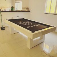 Mesa de bilhar e jantar New York – caçapa embutida – branco fosco