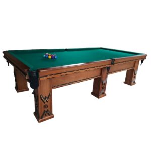 Mesa de sinuca oficial Bilhares Mercedes em madeira maciça com base de ardósia e acabamento de alto padrão