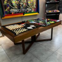 Mesa de bilhar e jantar Nexus, caçapas embutidas, pé em Peróba maciça