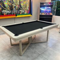 Mesa de bilhar e jantar Nexus, caçapas embutidas, pé de ferro