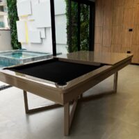 Mesa de bilhar e jantar Nexus, caçapas embutidas, pé de ferro