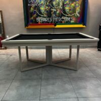 Mesa de bilhar e jantar Nexus, caçapas embutidas, pé de ferro