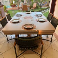Mesa de bilhar e jantar Nexus, caçapas embutidas, pé de ferro