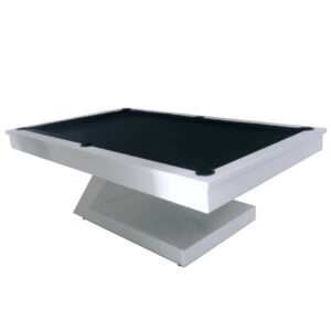 Mesa de sinuca e jantar Zeus laqueada com base de pedra ardósia e estrutura imponente para ambientes de alto padrão