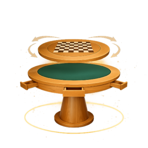 Alternative view of Mesa Atlas Dupla Face  Carteado + Tabuleiro - Pé Cone