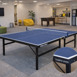 Mesa de ping pong oficial MDF 18mm com pés dobráveis e kit completo para lazer em condomínios, escolas e empresas